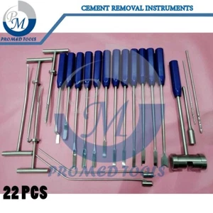 Instrumentos de extracción de cemento tipo Mueller azul titanio conjunto de 22 piezas ortopédicos - Imagen 1 de 3