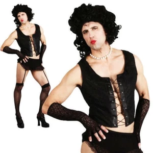 Mens Frank N Furter Funny Rock Guy Rocky Horror Show Musical Outfit + Wig New - Picture 1 of 5