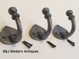 Single Coat Hook Iron Antique Modern Spearhead Vintage Black Grey Hat Rack Set 3 - Picture 1 of 12