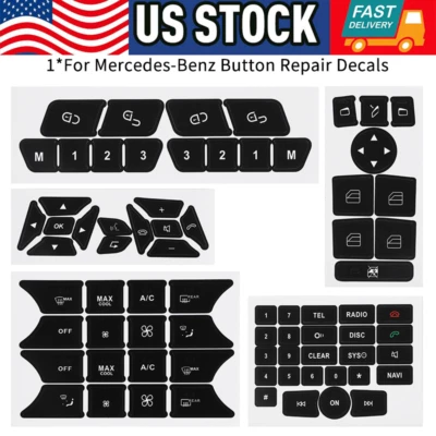 Button Repair Kit Window Switch Sticker For Mercedes-Benz W204 C250 C300 CLA200 - Image 1 of 4