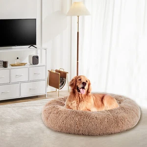 Dog Bed for Small Medium Pets, Anti-Slip Round Fluffy Plush Faux Fur Cat Bed - Picture 1 of 14