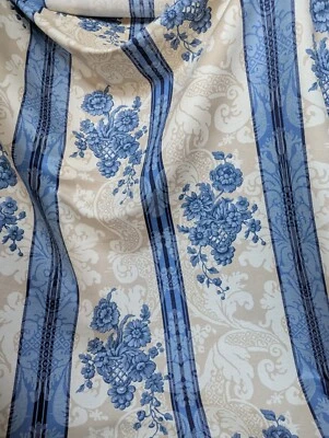 Linen Fabric Remnants Total 10 Meters By Nina Campbel 135cm Wide, Two Pieces. - Image 1 of 4