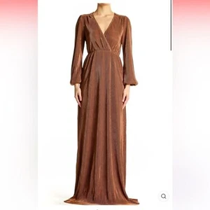 Maxi abito plissettato Baltic Born Venus bronzo XS nuovo con etichetta - Foto 1 di 8