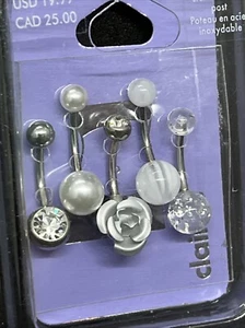 5-STÜCK CLAIRE'S EDELSTAHL KÖRPERSCHMUCK BAUCHNABEL RING (G131424-43 OFC-98) - Bild 1 von 2