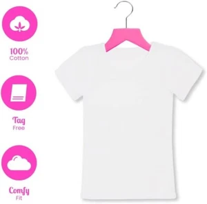 3 Pck White Girls Undershirt 100% Cotton No Tag Crewneck Shirt Sweet Princes XSM - Picture 1 of 6