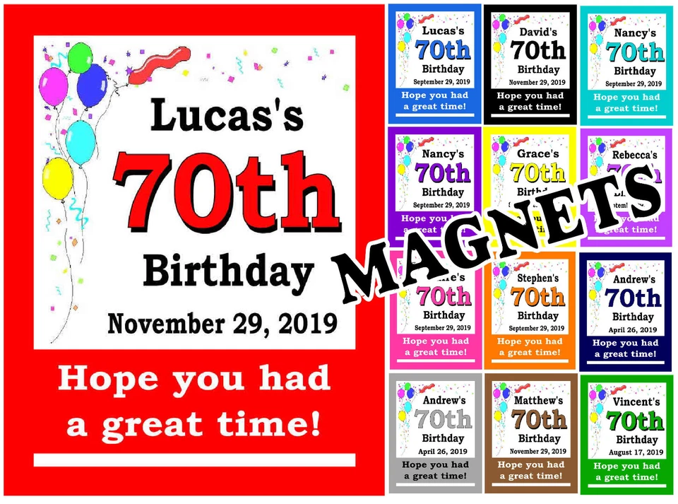 IMANES FAVORES FIESTA CUMPLEAÑOS 70 - JUEGO DE 15 IMANES Foto 1 de 1