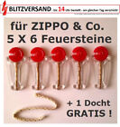 für ZIPPO & Co.- 5 X 6 Feuersteine / Flint im Spender + 1 Docht - Multirabatt