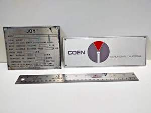 Joy Air Compressor plaque and Coen Oil Burner plaque - Picture 1 of 2