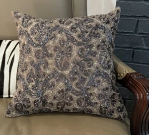 Richard Fischer Collection Luxury Beaded Pillow 16 X 16 And Insert - Picture 1 of 8