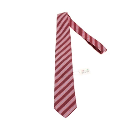 Italo Ferretti новый с Ярлыками шеи галстук в бордовый красный/синий полосы 100% шелк сделано в Италии - Изображение 1 из 4