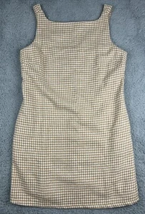 Abito Lola Grace grande senza maniche tubino pied de poule oro metallizzato preppy nuovo con etichette - Foto 1 di 11