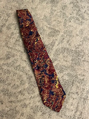 Corbata Papillon Abstracta Brillante Colorida Italiana Vintage Ancha Seda Foto 1 de 3