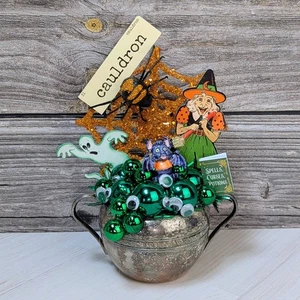 HALLOWEEN Handarbeit Deko aus Vintage Silber Zuckerdose & Fledermaus - Bild 1 von 10