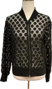 Fuzzi Juliette Bomberjacke schwarz Mesh gepunktet, Größe M - Bild 1 von 6