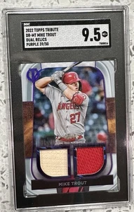 2022 Topps Tribute Doble Reliquia Mike Trout Púrpura #/50 DR-MT Juego Usado SGC 9.5 - Imagen 1 de 2