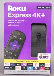 Roku Express 4K+ | HD/4K/HDR Streaminggerät mit Sprachfernbedienung, TV-Steuerung - Bild 1 von 5