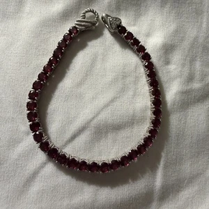 Judith Ripka Sterling Granat Tennis 7" Armband schwer zu finden atemberaubend - Bild 1 von 5