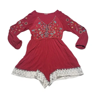 Mameluco floral boho festival para mujer talla mediana cuello en V bordado Foto 1 de 4