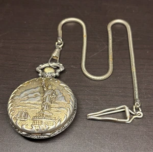 Statue of Liberty Limited Edition Quartz Pocket Watch w/ Chain - Picture 1 of 5