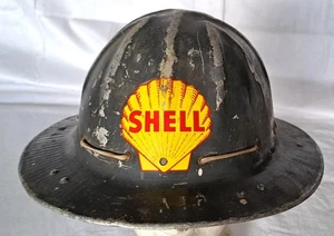 Alte Tankstellenauflösung.Fundzustand.Alter seltener Metallhelm Shell-Rarität - Bild 1 von 11