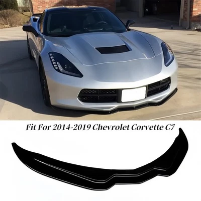 Shiny Black Front Lip Spoiler for 2014-2019 Chevrolet Corvette C7 ABS Plastic Foto 1 de 4