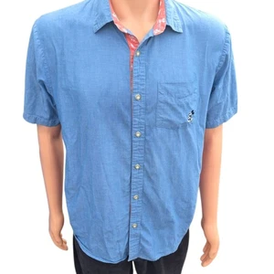 Camisa Hombre Parques Disney Azul Mediana Cambray Mickey Mouse Abotonada Manga Corta - Imagen 1 de 14