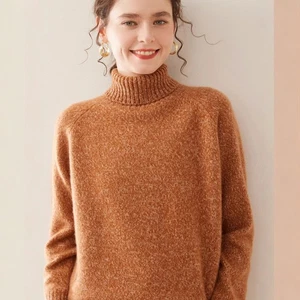 Womens Thicken Winter Sweater Knitted High Neck Cashmere Sweater Loose Sweaters - Picture 1 of 28