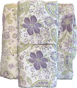 L L Bean Duvet Set 3 Piece Queen Size Standard Pillow Shams Purple Green White - Picture 1 of 9