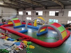 50x26 ft Inflatable Zorb Ball Race Track Kids Game Go Kart Racing Course 15x8m - Picture 1 of 4