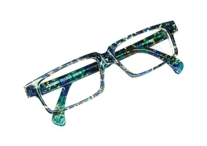 Vintage 80s Alain Mikli Cat Eye Glasses Eyeglasses Sunglasses Green Blue Frame - Picture 1 of 5