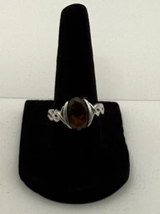 Ring .925 Sterlingsilber ovaler brauner Stein - Größe 7, 6,22 g keltischer Stil Band - Bild 1 von 2