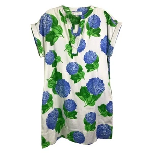 Jayes Studio Dress Womens Size XS White/Blue Floral Short Sleeve V-Neck Summer - Picture 1 of 6