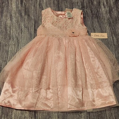 Little Lass Girls 4T Pink Lace Tulle Dress Party Special Occasion NWT - Image 1 of 4