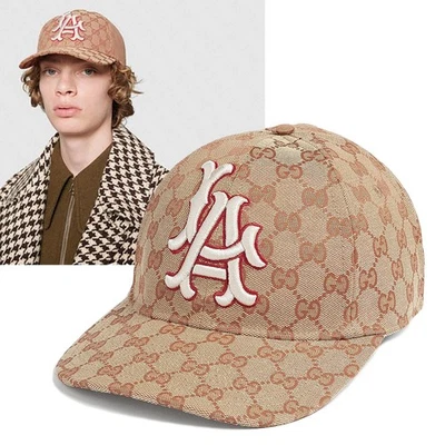GUCCI BASEBALL CAP LA DODGERS GG SUPREME LOGO CANVAS PATCH HAT $530 sz 57 - 61 - Image 1 of 4