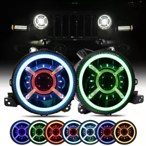 9" Inch LED RGB Headlights DRL Lamp For Jeep Wrangler JL Gladiator JT 2018-24 - Foto 1 di 16