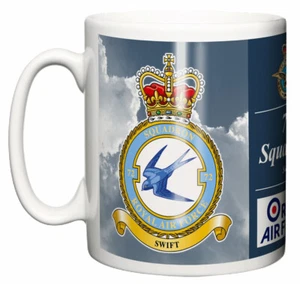 Taza de cerámica 72 Squadron, lema de escudo de la Royal Air Force, base Linton-on-Ouse de la RAF - Imagen 1 de 5