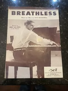 Vintage JERRY LEE LEWIS Vintage Sheet Music 1958 Breathless - Picture 1 of 5