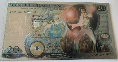 20 libras Elvis Presley Graceland excelente polímero plateado reproducción copia Foto 1 de 2