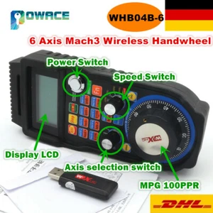 【DE】6 Axis Wireless XHC Mach3 MPG Pendant CNC Handwheel Manual USB WHB04B - Imagen 1 de 12