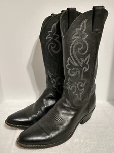 Justin 1409 Black London Calf Cowboy Western Boots US Men's Size 10.5 D - Picture 1 of 13