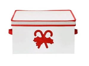 Christmas Storage Container Holiday Box Large Red Candy Cane 9"H X 16"W Square - Picture 1 of 8