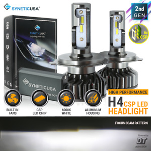 Syneticusa 9003 H4 LED 6000K White Headlight Kit Hi Low Beam Light Bulbs 