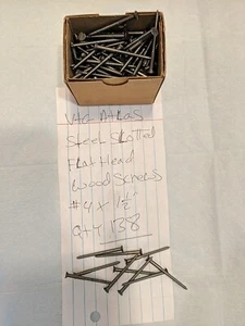 Vintage Atlas Wood Screws #4 - 1 1/2" Flat Head Steel- Qty: 138 - Picture 1 of 3