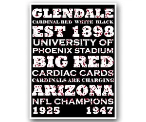 Arizona Cardinals Art Poster NFL Football Subway Print 12x16" - Picture 1 of 1
