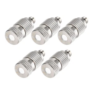 Brass Misting Nozzle, 3/16" 0.1mm Orifice Fogging Spray Head, 5 Pcs Silver Tone - Picture 1 of 4
