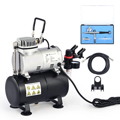 Airbrush Dual Action Air Brush Kit Gun Compressor Hose Spray Nail W/3L Tank Full - image 1 of 4