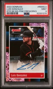 Luis Gonzalez Auto #’d /25🔥PSA 9 Mint Pop 1🔥2022 Donruss Retro Pink Fireworks - Picture 1 of 3