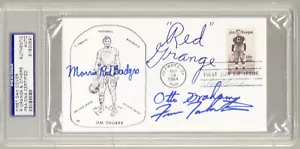 Red Grange Dick Butkus Otto Graham Auto Jim Thorpe First Day Cover PSA/DNA HOF - Picture 1 of 1
