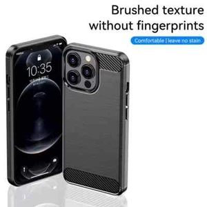 Funda de teléfono resistente de fibra de carbono cepillada para iPhone 16 Plus 15 13 Pro Max 12 14 - Imagen 1 de 17