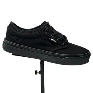 Vans Atwood Youth Boy's/Girl's Canvas Shoes Size 3 Solid Black Low Top Lace up - Picture 1 of 14